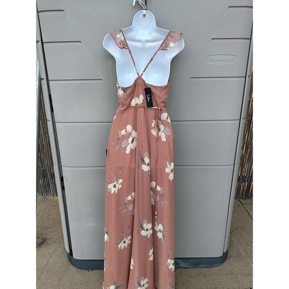 Lulus All Mine Rusty Rose Floral Print High-Low Wrap Maxi Dress Small New!! - Picture 6 of 16